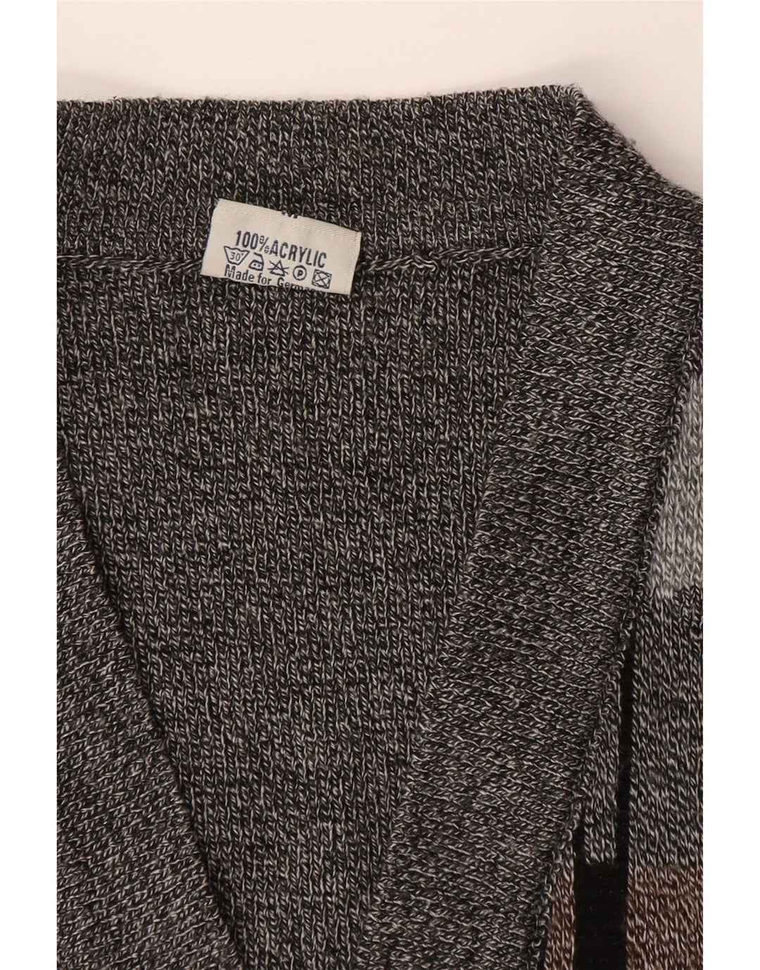 Vintage męski sweter bez rękawów, średnio szary, geometryczny akryl