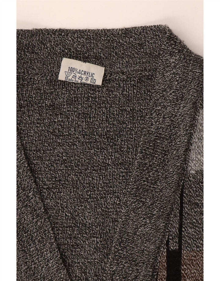 Vintage męski sweter bez rękawów, średnio szary, geometryczny akryl
