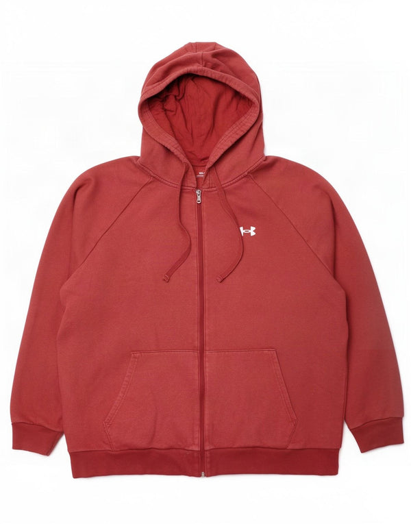 Męski sweter męski Under Armour o luźnym kroju i zapinanym na zamek, 2XL, czerwony, bawełniany
