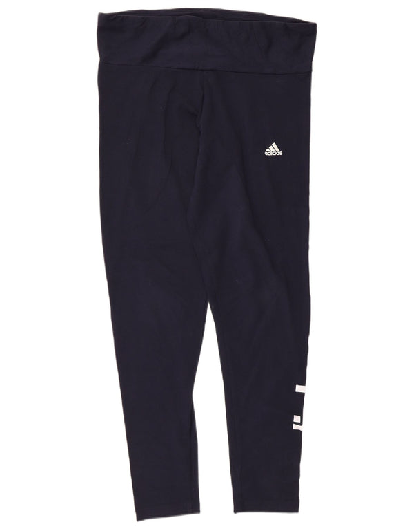 Damskie legginsy adidas Tight Fit Graphic UK 16/18, duże, granatowe, bawełniane
