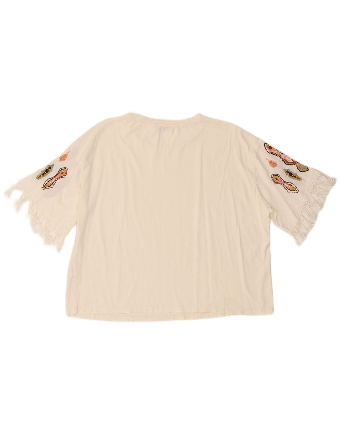 T-shirt damski Zara Top UK 16, duży, biały, bawełniany