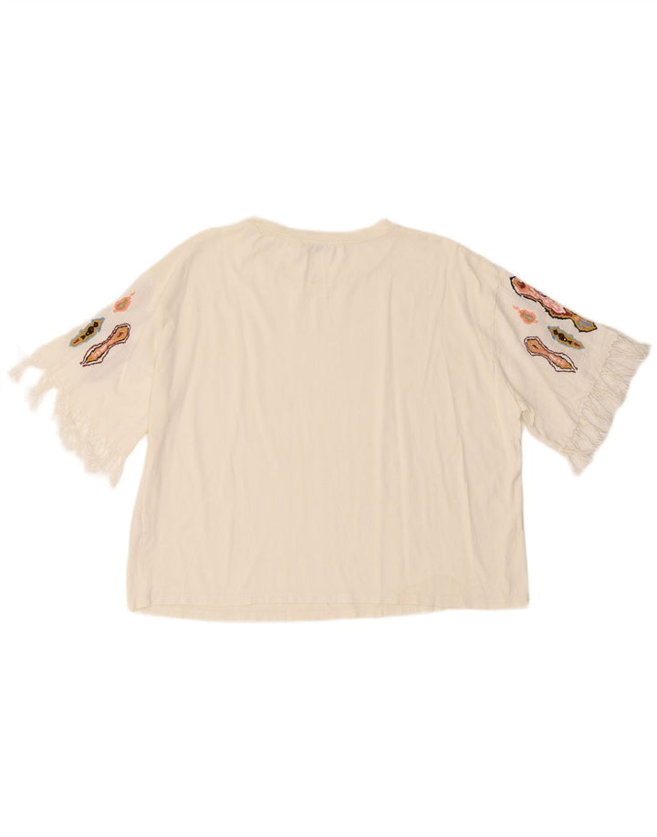 T-shirt damski Zara Top UK 16, duży, biały, bawełniany