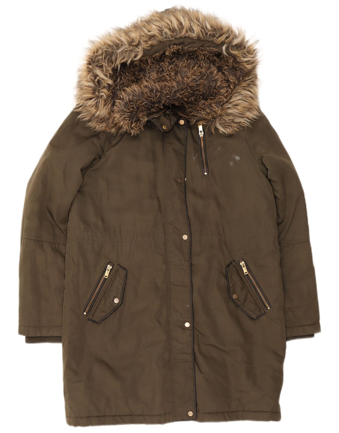 Damska kurtka parka z kapturem Oasis UK 14, średni khaki, poliester