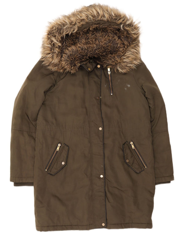 Damska kurtka parka z kapturem Oasis UK 14, średni khaki, poliester