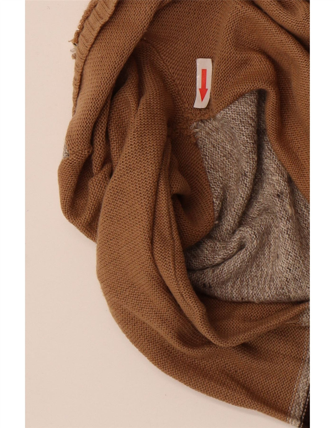 Vintage damski sweter z dekoltem w kształcie litery V IT 44 w średnie brązowe paski