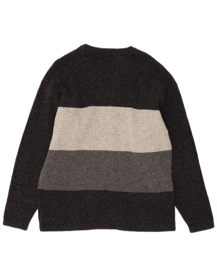 Męski sweter Levi's z dekoltem w kształcie litery V, duży, szary, z czystej wełny z blokami kolorów