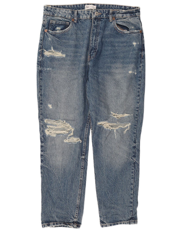 Damskie jeansy Zara z wysokim stanem, zwężane, EU 44 XL W34 L28 niebieskie