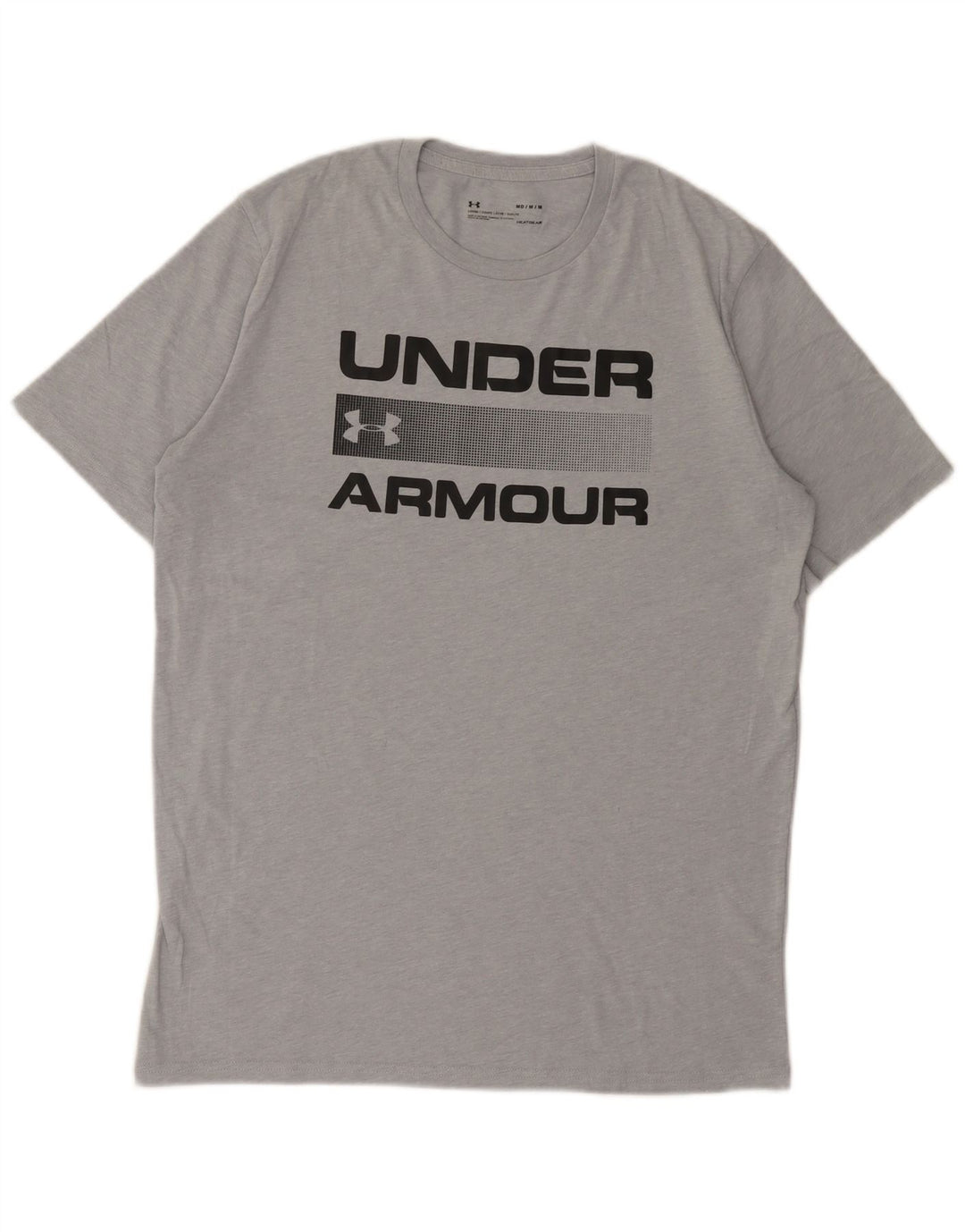 Męski t-shirt z grafiką Under Armour Heat Gear, średnioszary, bawełniany w cętki