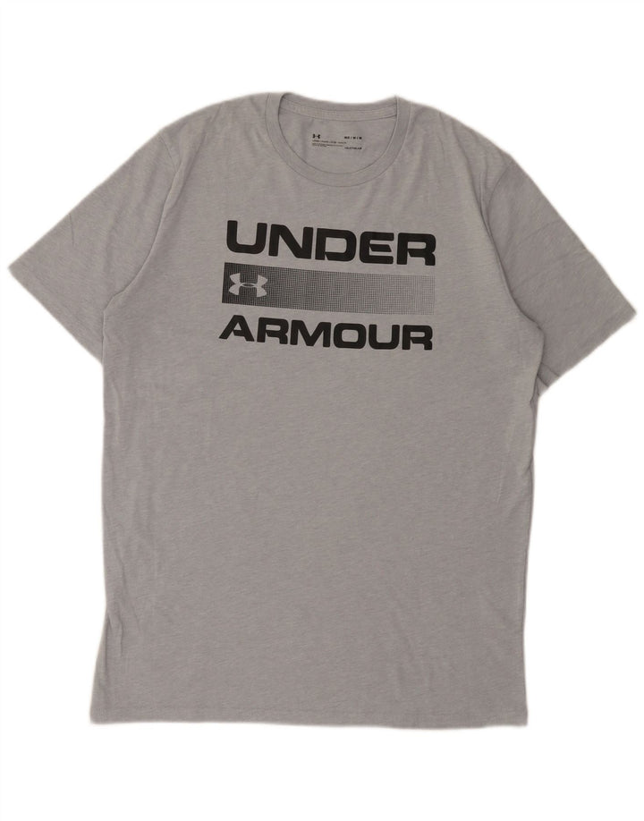 Męski t-shirt z grafiką Under Armour Heat Gear, średnioszary, bawełniany w cętki