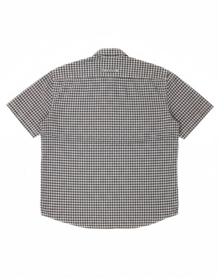 CAMEL Mens Short Sleeve Shirt Large Blue Gingham Cotton
