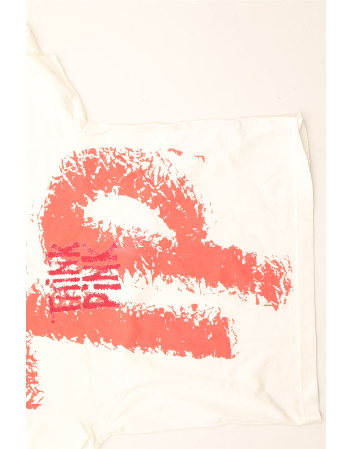THINK PINK Womens Graphic T-Shirt Top US 12 Large White Cotton Vintage Think Pink and Second-Hand Think Pink from Messina Hembry 