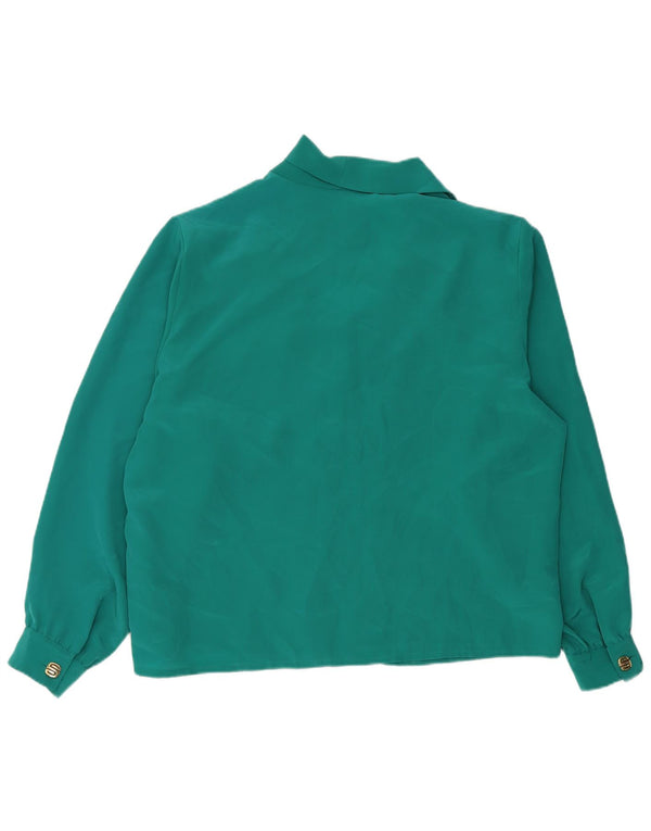 Bluzka damska z długim rękawem w stylu vintage, UK 18 XL, zielony poliester