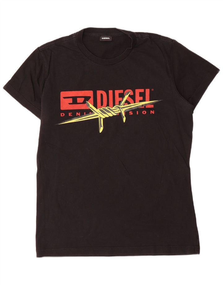 Męska koszulka z grafiką Diesel, duża, czarna, bawełniana