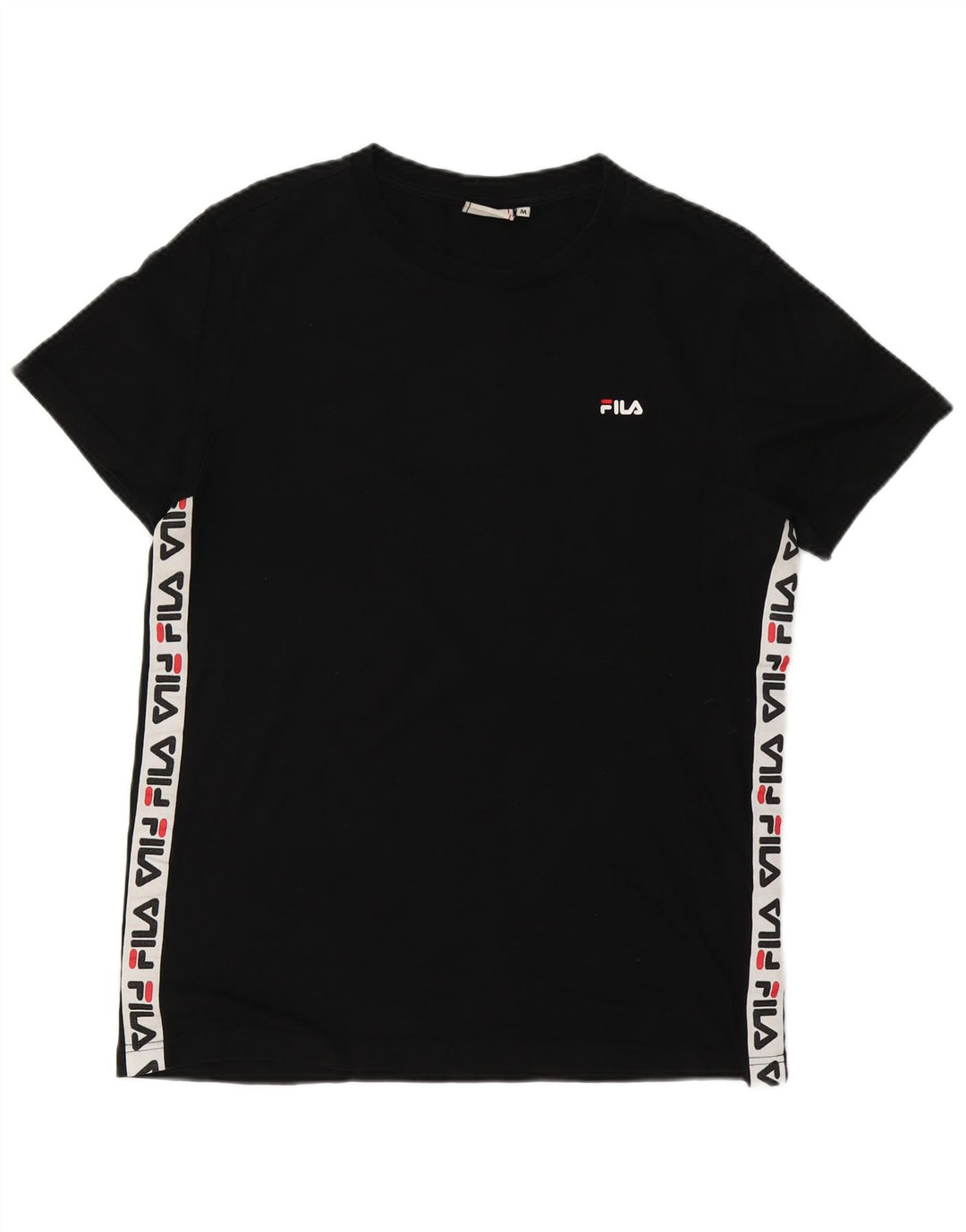 Męski T-shirt Fila z grafiką, bawełniany, średniej wielkości, w kolorze czarnym