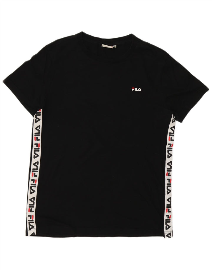 Męski T-shirt Fila z grafiką, bawełniany, średniej wielkości, w kolorze czarnym