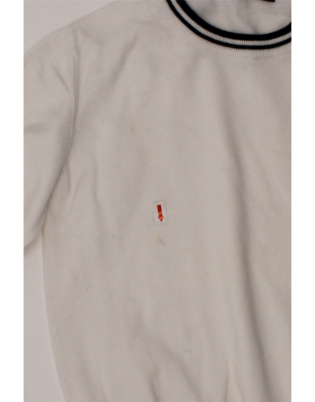 FRED PERRY Boys Crew Neck Jumper Sweater 7-8 Years White Cotton