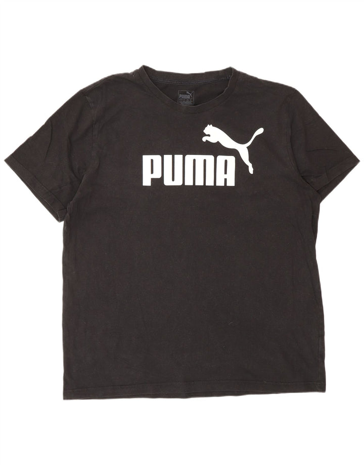 Męski T-shirt z grafiką PUMA, top XL, czarna bawełna