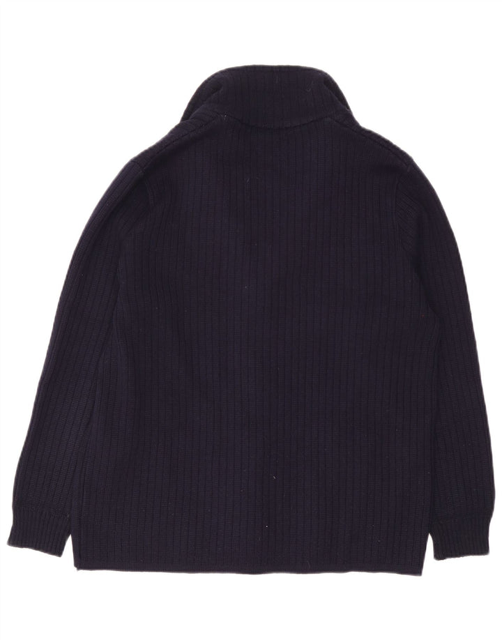 Sweter damski w stylu vintage, UK 14, duży, granatowy, wełniany