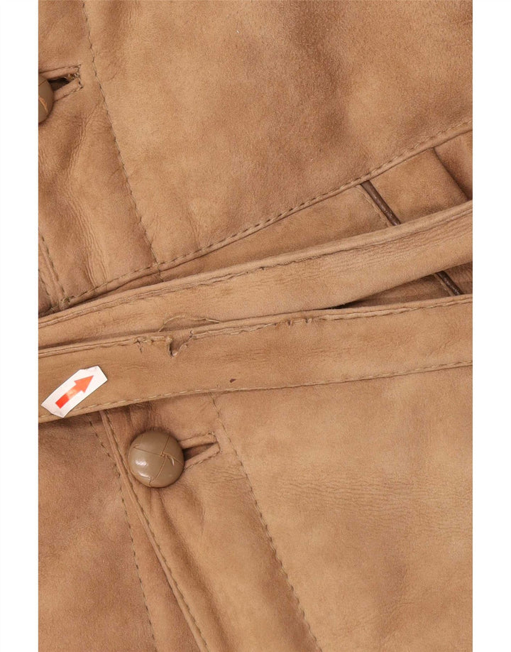 Vintage męski płaszcz z owczej skóry IT 46 Small Beige