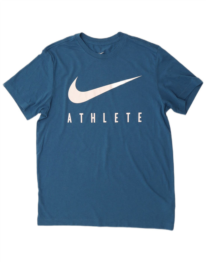 Męski T-shirt NIKE Dri Fit z grafiką, średni niebieski, poliester