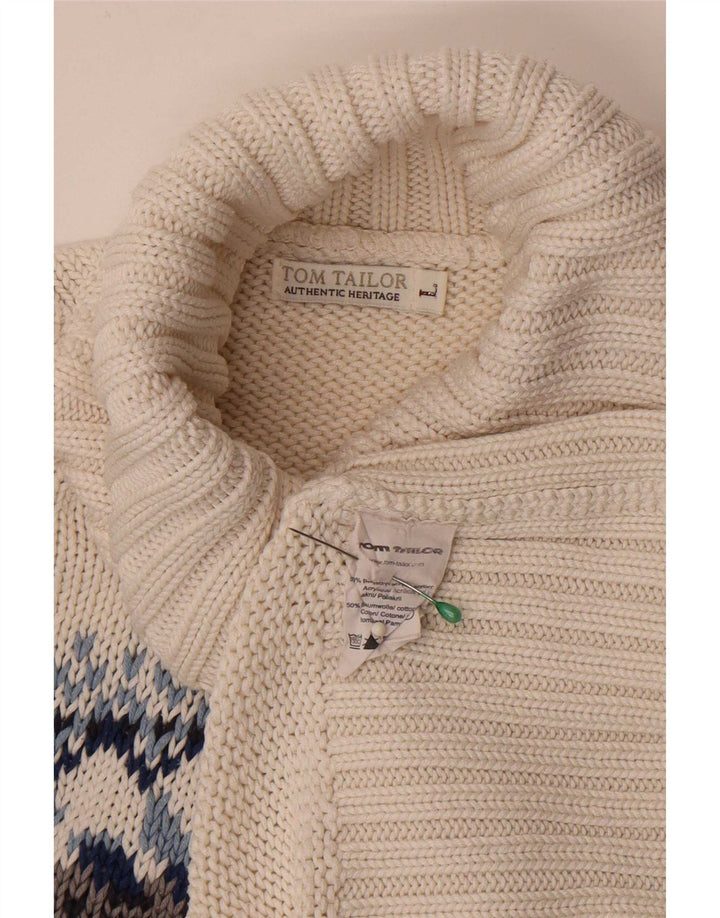 Damski sweter Tom Tailor z okrągłym dekoltem UK 14 Large White Fair Isle