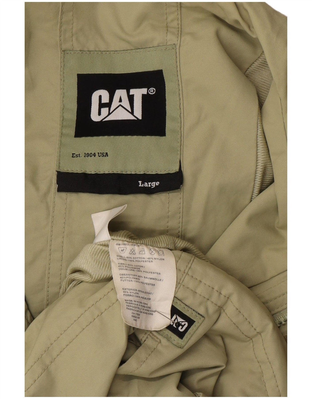 Męska kurtka Anorak z kapturem CAT UK 40, duża, bawełniana khaki