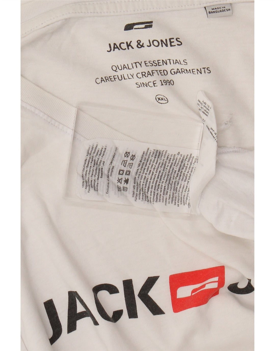Męska koszulka z grafiką JACK & JONES, 2XL, biała, bawełniana