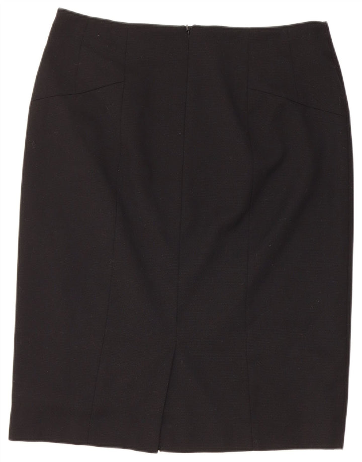 REISS Womens Straight Skirt UK 14 Large W32  Black Wool