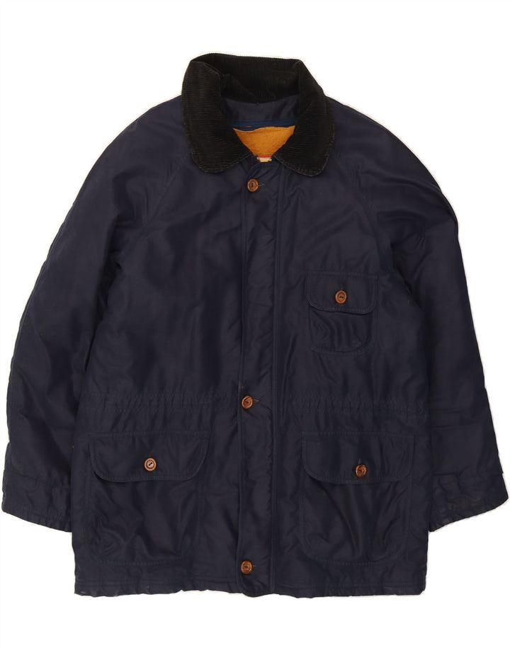 STARRING Mens Windbreaker Jacket UK 40 Large Navy Blue Polyester Vintage Starring and Second-Hand Starring from Messina Hembry 