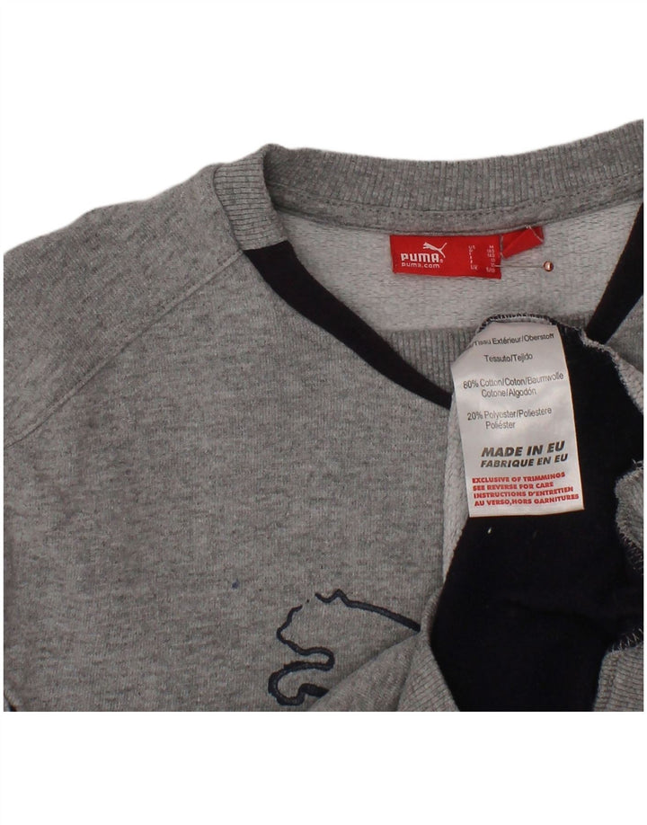 Chłopięca bluza z grafiką NIKE, 9-10 lat, szara, bawełniana w bloki kolorów