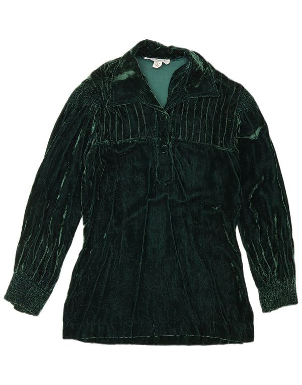 Aksamitna koszula damska VINTAGE US 8 w kolorze średnio zielonym