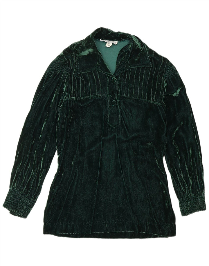 Aksamitna koszula damska VINTAGE US 8 w kolorze średnio zielonym