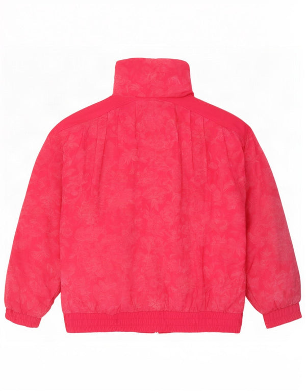 Damska kurtka oversize w stylu vintage IT 46, duża, różowa, bawełniana w kwiaty