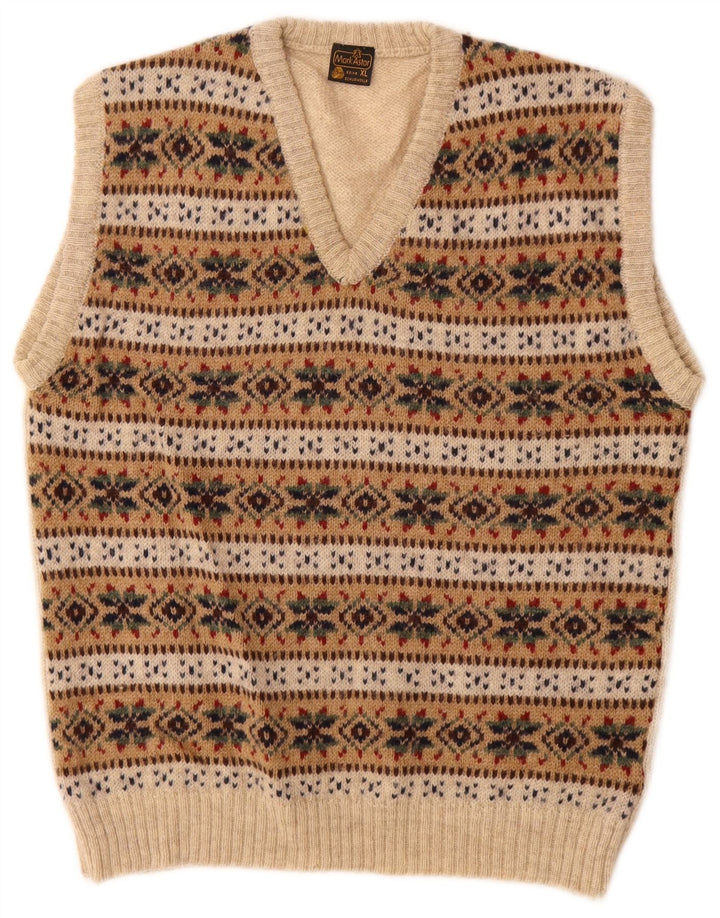 Mark Astor Męski podkoszulek XL z kamizelką w kolorze beżowym Fair Isle Wool