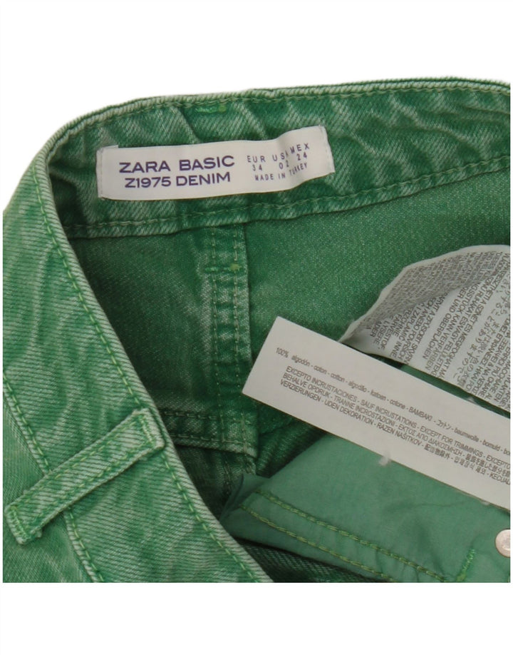 Damskie spodenki jeansowe Zara EU 34 2XS W24 Zielone bawełniane