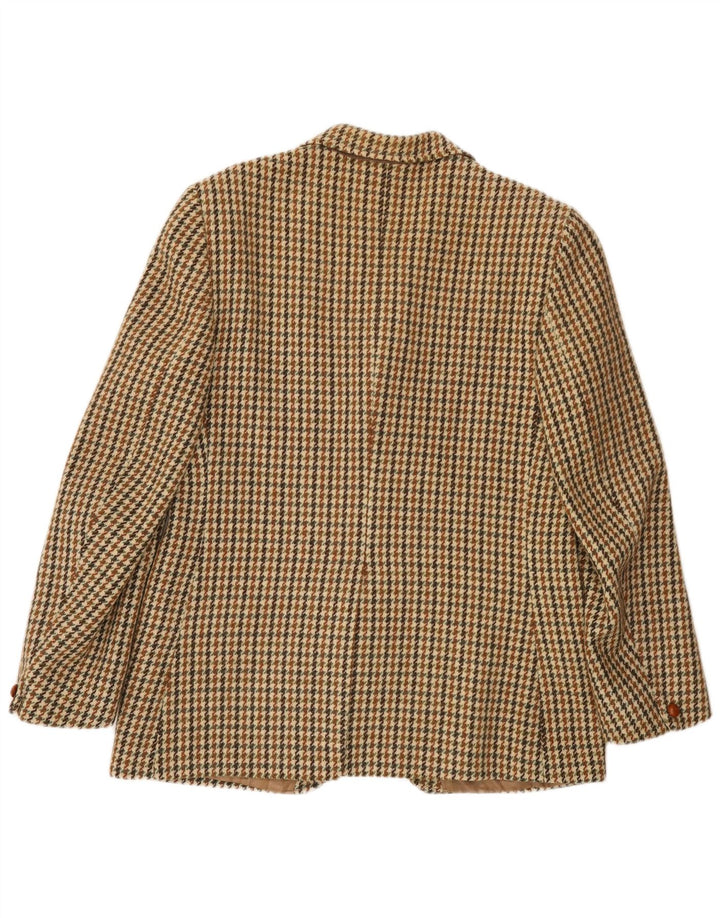 Męska marynarka zapinana na 3 guziki Harris Tweed UK 36 Mała zielona wełna w pepitkę