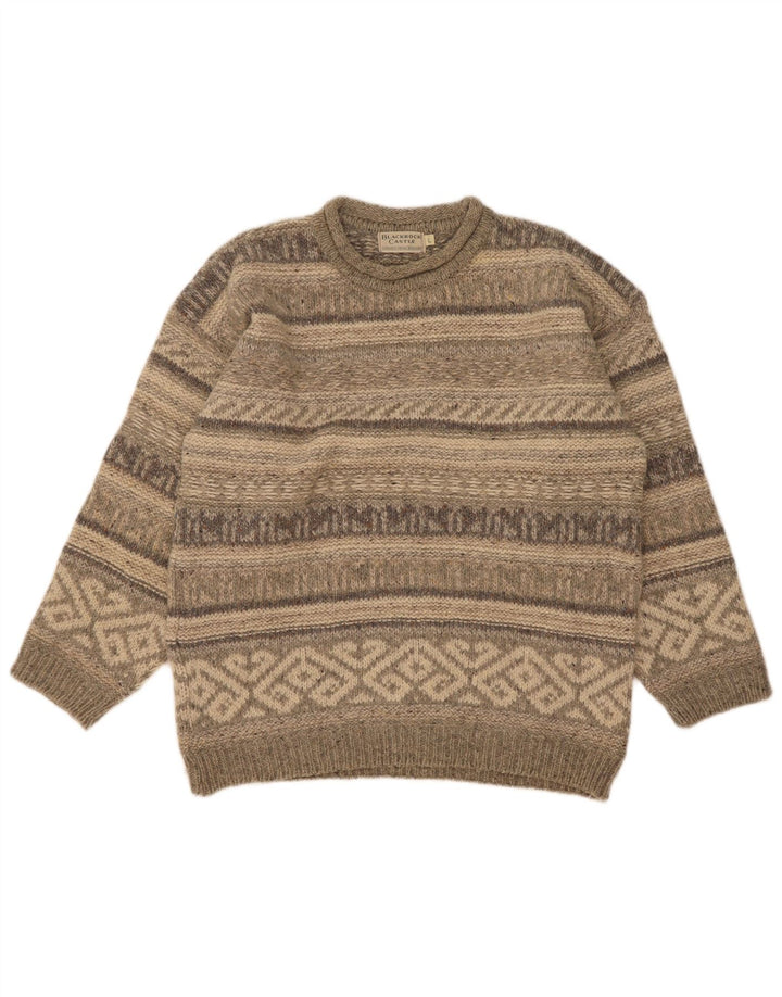 Vintage męski sweter z golfem, duży, szary, wełniany Fair Isle