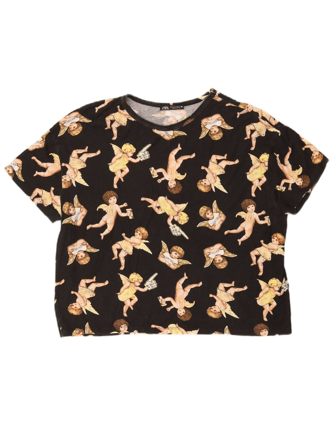 Damska koszulka z grafiką Zara Top UK 14 Medium Black