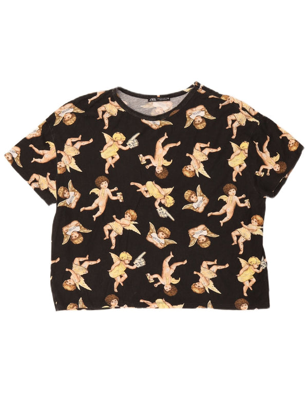 Damska koszulka z grafiką Zara Top UK 14 Medium Black