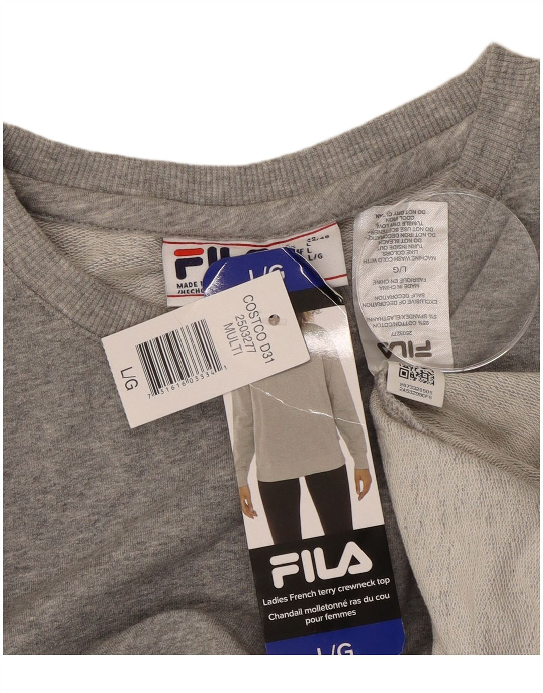 Bluza damska Fila Sweter UK 16, duża, szara bawełna