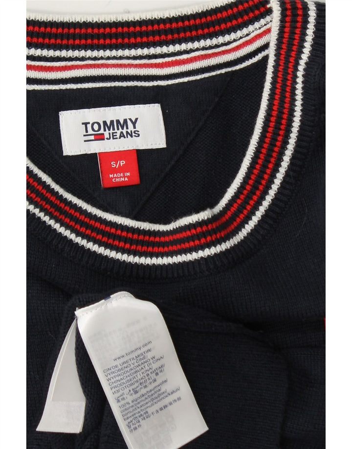 Damski sweter z okrągłym dekoltem TOMMY HILFIGER UK 10, mały, granatowy