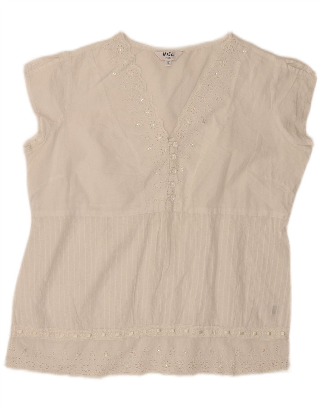 Top damski Max & Co. Petite Bluzka Top UK 12 Średniej Białej Bawełny w Kwiaty