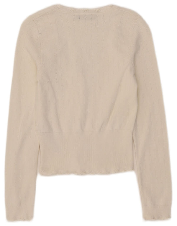 Damski sweter Zara z dekoltem w łódkę, UK 8 Small, biała wiskoza