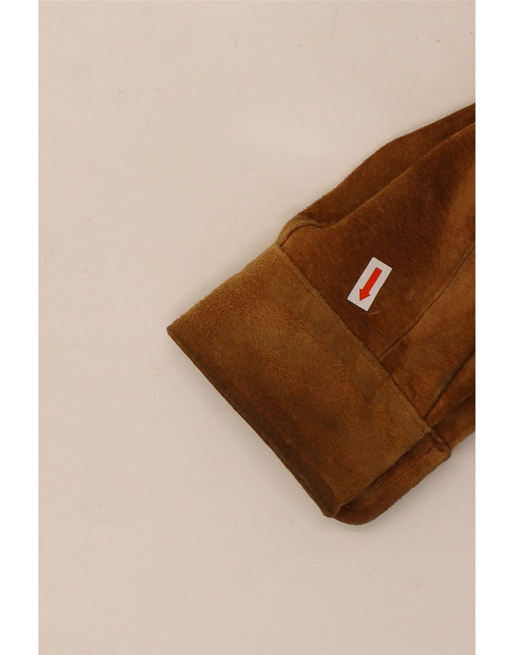 Zamszowa koszula damska VINTAGE UK 12, średnia beżowa skóra