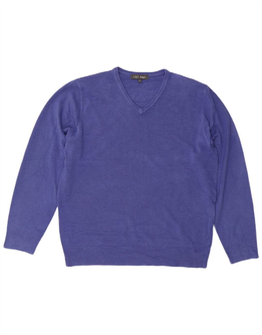 Marks & Spencer Męski sweter z dekoltem w kształcie litery V, XL, niebieski, akryl