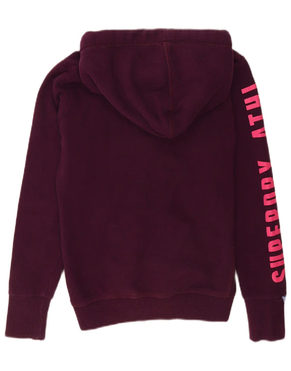 Damski sweter z kapturem Superdry z grafiką i zamkiem błyskawicznym UK 10, mały, fioletowy, bawełniany