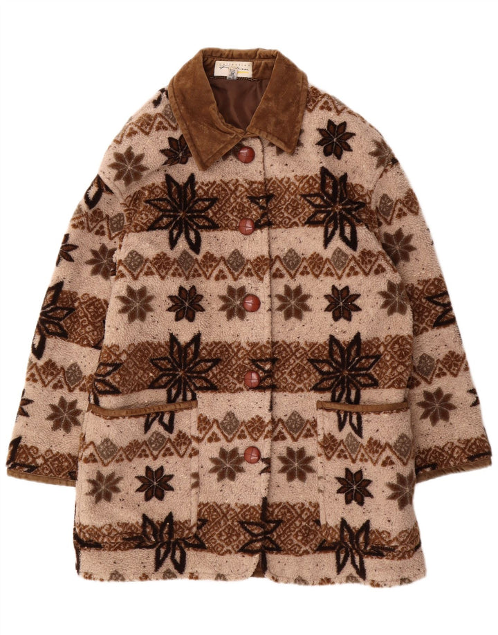 Damski płaszcz wiatrówka oversize VINTAGE UK 10 Small Beige Fair Isle