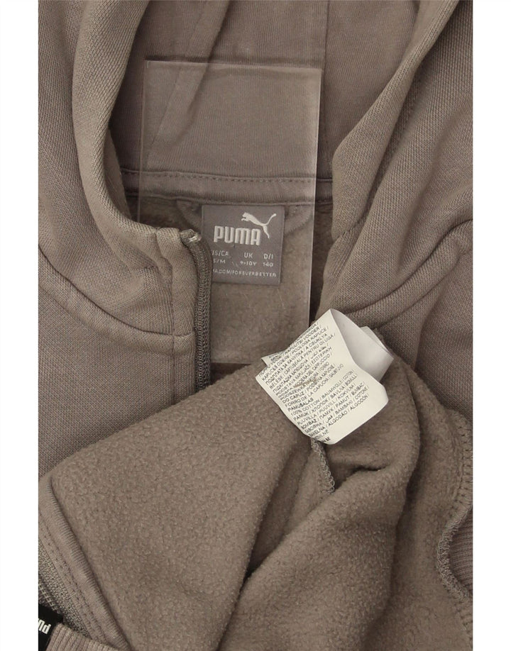PUMA Boys Zip Hoodie Sweater 9-10 Years Grey Cotton