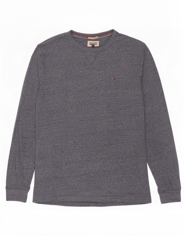 Męski top Tommy Hilfiger z długim rękawem, duży, granatowy, nakrapiany poliester