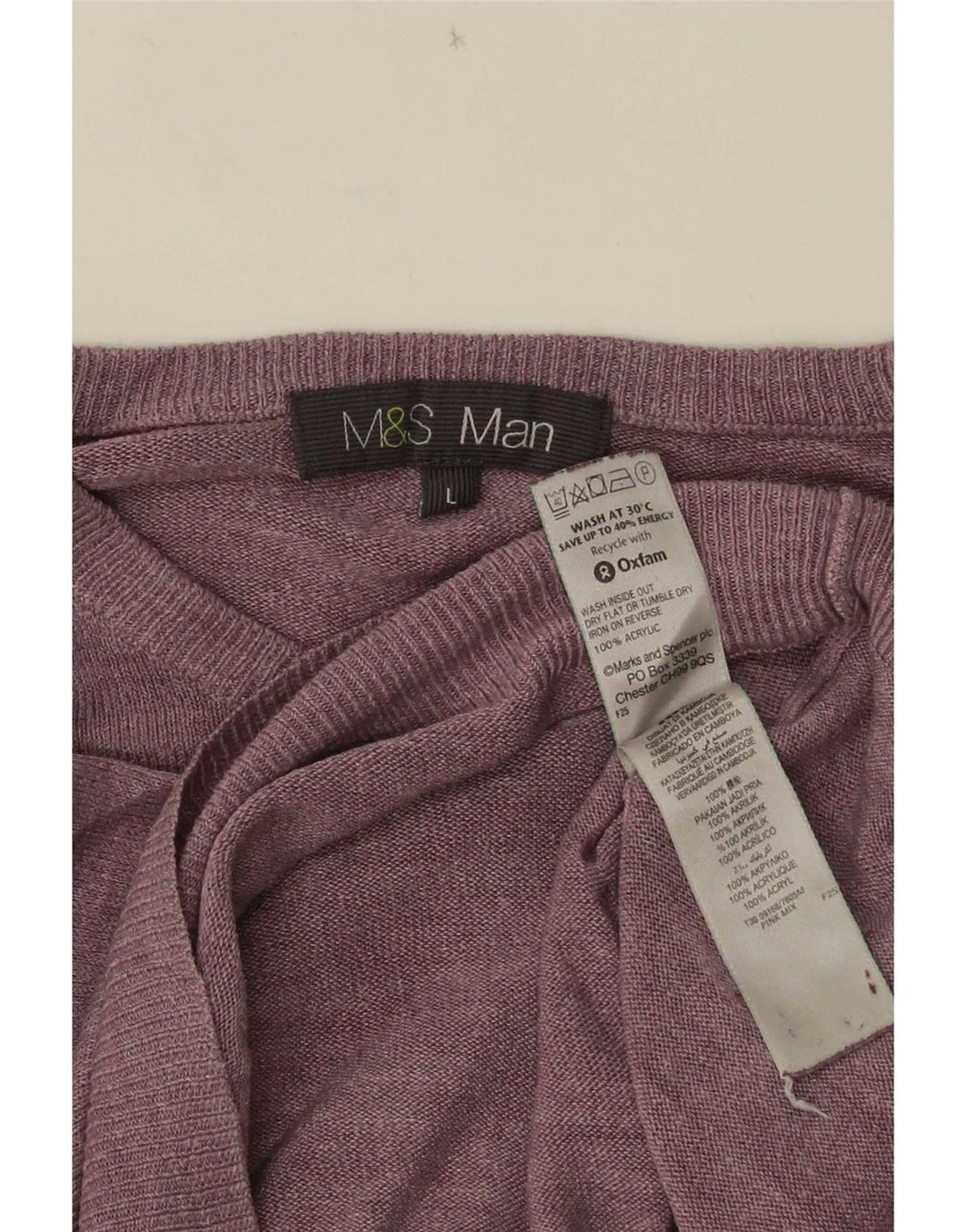 Marks & Spencer Męski sweter z okrągłym dekoltem, duży, fioletowy, akrylowy